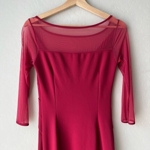 Chiara Boni Gown Alidora‎ Mesh Quarter Sleeve Maxi Dress Red Size 42 (6) - Picture 8 of 12
